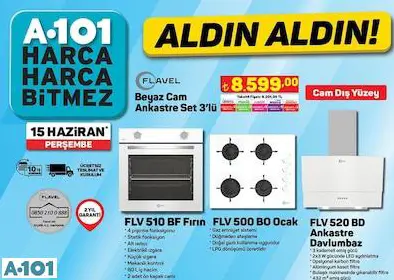 FLAVEL BEYAZ CAM ANKASTRE SETİ